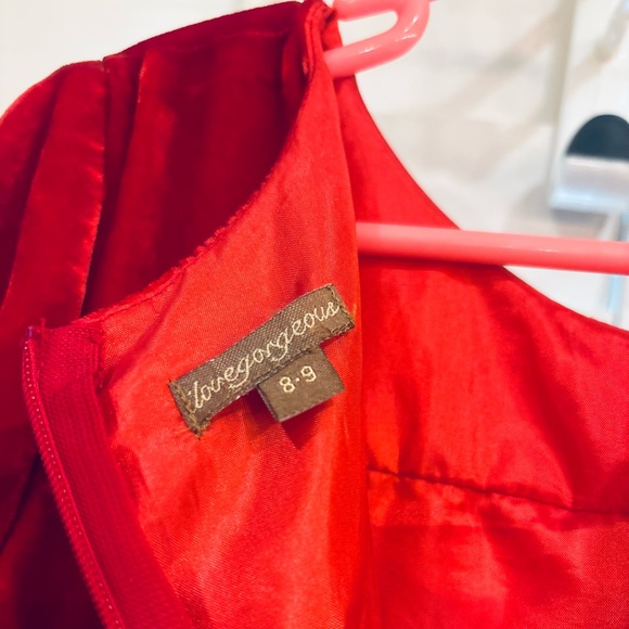 Christmas I Love Gorgeous girls 8-9 red & pink velvet Diva dress sequins holiday - Picture 13 of 16